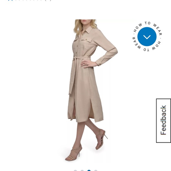 DKNY Beige Belted Midi Dress - Picture 3 of 3